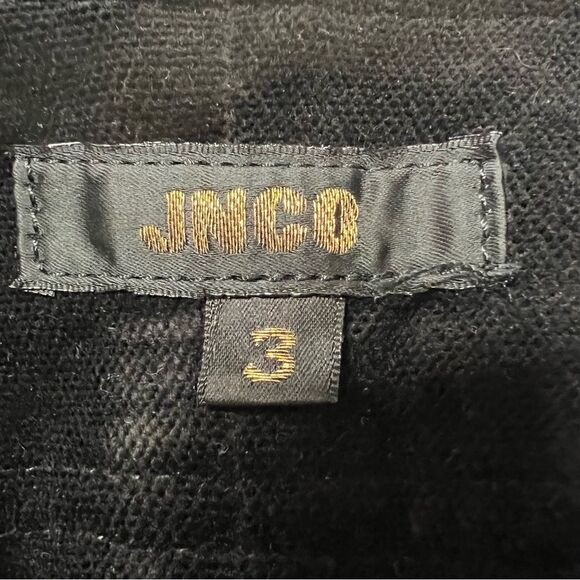 Vintage JNCO flare leg pants in black velvet with red gothic velvet bottoms sz 3 - Picture 8 of 13